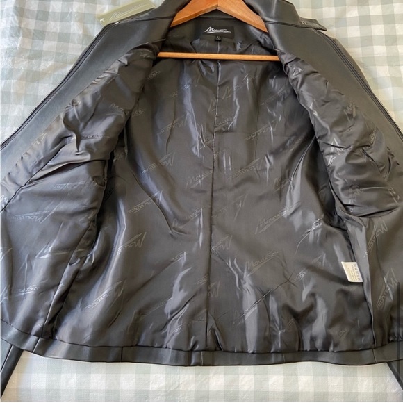 Mouvance vegan leather moto jacket black contemporary zip closure size 42 or L - Picture 10 of 15